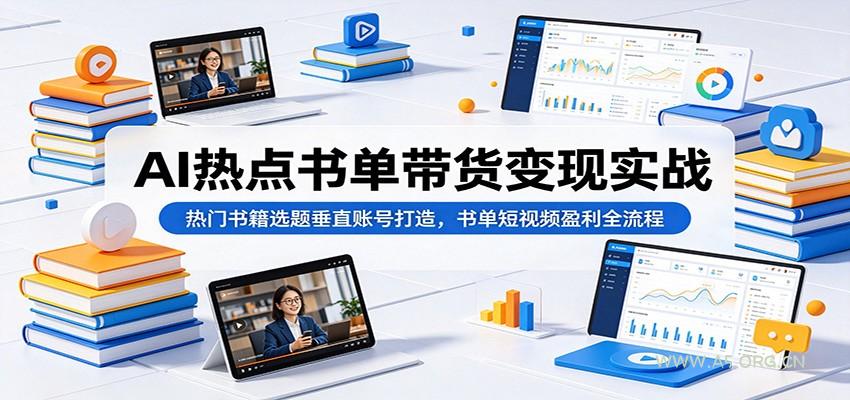 AI热点书单带货变现实战：热门书籍选题垂直账号打造，书单短视频盈利全流程 - 小红泡