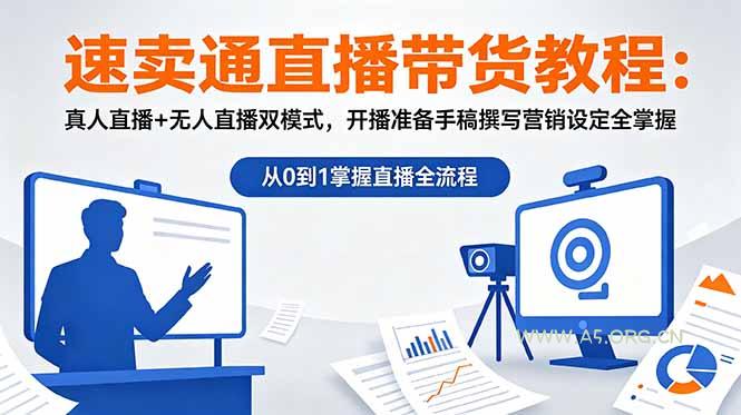 速卖通直播带货教程：真人直播+无人直播双模式，开播准备手稿撰写营销设定全掌握-小红泡