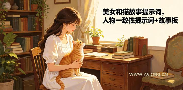 美女和猫故事提示词,人物一致性提示词+故事板 - 小红泡 美女和猫故事提示词,人物一致性提示词+故事板