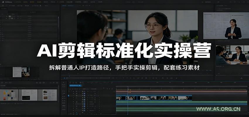 AI剪辑标准化实操营：拆解普通人IP打造路径，手把手实操剪辑，配套练习素材 - 小红泡