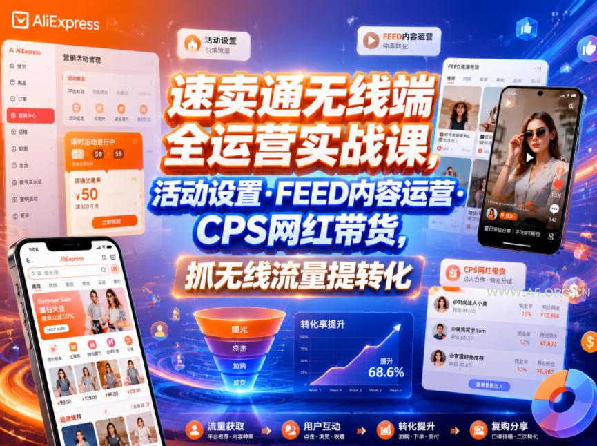 速卖通无线端全运营实战课,活动设置・FEED内容运营・CPS网红带货,抓无线流量提转化 - 小红泡 速卖通无线端全运营实战课,活动设置・FEED内容运营・CPS网红带货,抓无线流量提转化