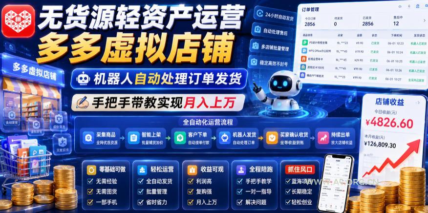 无货源轻资产运营多多虚拟店铺,机器人自动处理订单发货,手把手带教实现月入上万【揭秘】 - 小红泡 无货源轻资产运营多多虚拟店铺,机器人自动处理订单发货,手把手带教实现月入上万【揭秘】