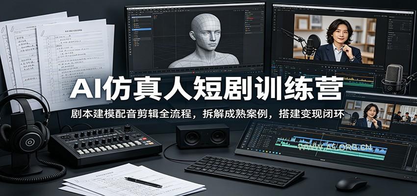 AI仿真人短剧训练营：剧本建模配音剪辑全流程，拆解成熟案例，搭建变现闭环 - 小红泡