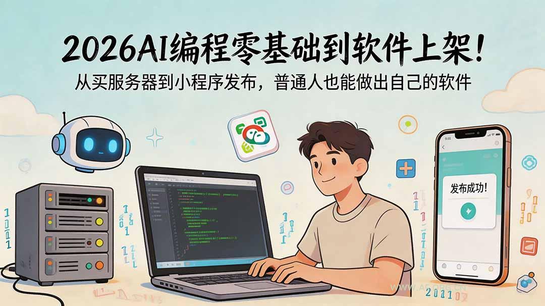 2026AI编程零基础到软件上架!从买服务器到小程序发布,普通人也能做出自己的软件-小红泡