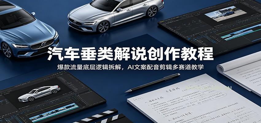 汽车垂类解说创作教程：爆款流量底层逻辑拆解，AI文案配音剪辑多赛道教学 - 小红泡