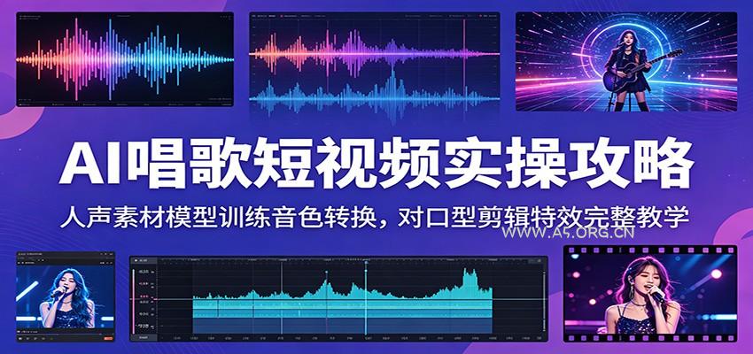 AI唱歌短视频实操攻略：人声素材模型训练音色转换，对口型剪辑特效完整教学 - 小红泡