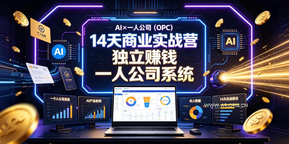AI&times;一人公司（OPC）14天商业实战营，用AI帮你搭建一个属于你自己的、能独立賺钱的一人公司系统