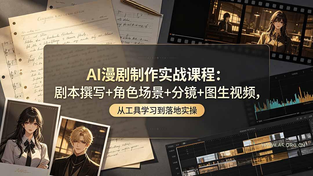 AI漫剧制作实战课程：剧本撰写+角色场景+分镜+图生视频，从工具学习到落地实操 - 小红泡