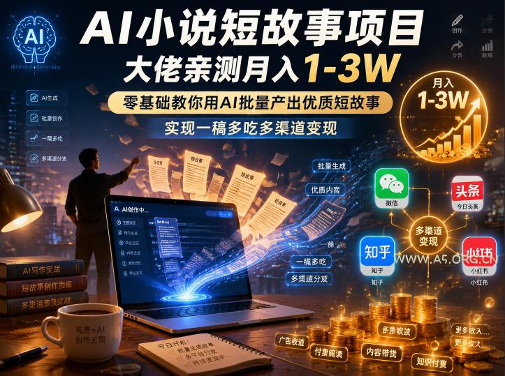 AI小说短故事项目,大佬亲测月入1-3W,零基础教你用AI批量产出优质短故事,实现一稿多吃多渠道变现(更新0624) - 小红泡 AI小说短故事项目,大佬亲测月入1-3W,零基础教你用AI批量产出优质短故事,实现一稿多吃多渠道变现(更新0624)