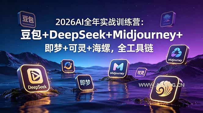 2026AI全年实战训练营:豆包+DeepSeek+Midjourney+即梦+可灵+海螺,全工具链 - 小红泡 2026AI全年实战训练营:豆包+DeepSeek+Midjourney+即梦+可灵+海螺,全工具链 - 小红泡