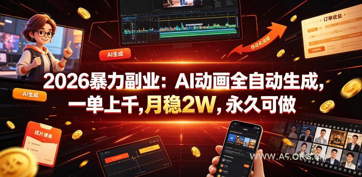 2026暴力副业:AI动画全自动生成,一单上千,月稳2W,永久可做【揭秘】 - 小红泡 2026暴力副业:AI动画全自动生成,一单上千,月稳2W,永久可做【揭秘】