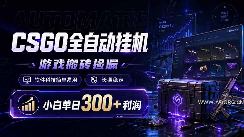 CSGO全自动挂机，游戏搬砖捡漏，软件科技简单易用，长期稳定，小白单日300+利润 - 小红泡