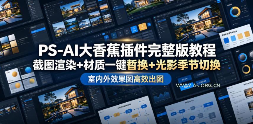 PS-AI大香蕉插件完整版教程,截图渲染+材质一键替换+光影季节切换,室内外效果图高效出图高阶课程 - 小红泡 PS-AI大香蕉插件完整版教程,截图渲染+材质一键替换+光影季节切换,室内外效果图高效出图高阶课程