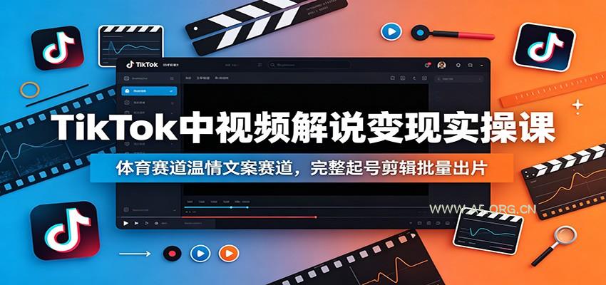 TikTok中视频解说变现实操课：体育赛道温情文案赛道，完整起号剪辑批量出片 - 小红泡