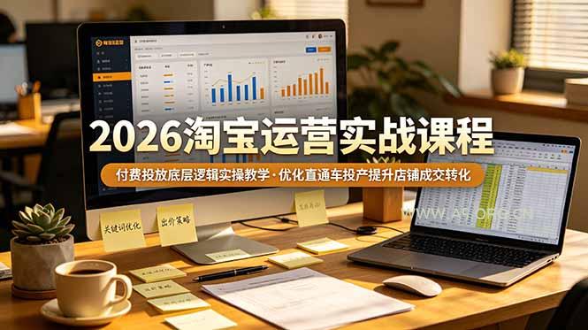 2026 淘宝运营实战课程，付费投放底层逻辑实操教学，优化直通车投产提升店铺成交转化 - 小红泡
