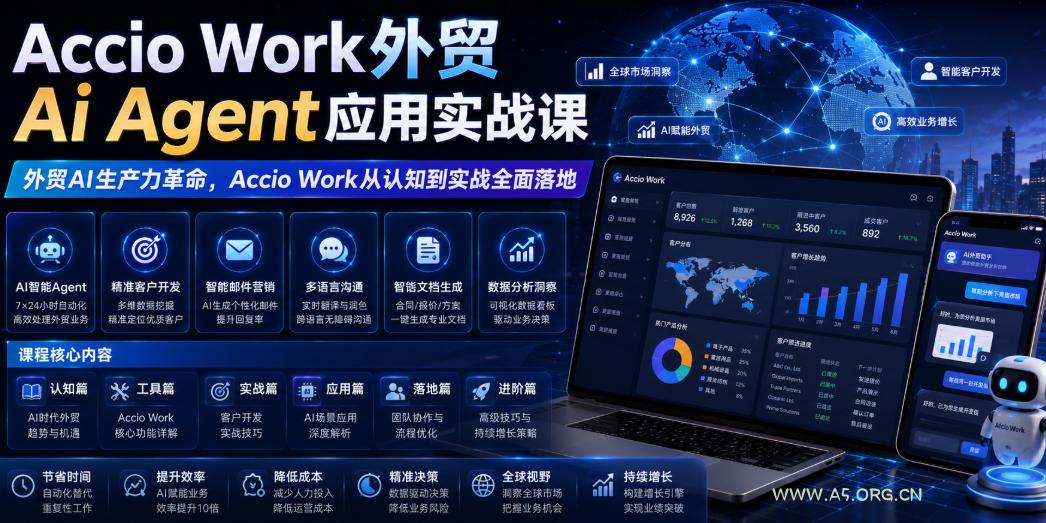 Accio Work外贸Ai Agent应用实战课,外贸AI生产力革命,Accio Work从认知到实战全面落地 - 小红泡 Accio Work外贸Ai Agent应用实战课,外贸AI生产力革命,Accio Work从认知到实战全面落地