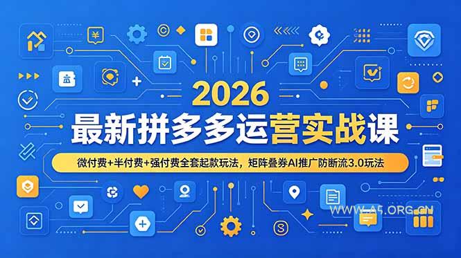 2026最新拼多多运营实战课，微付费+半付费+强付费全套起款玩法，矩阵叠券AI推广防断流3.0玩法 - 小红泡