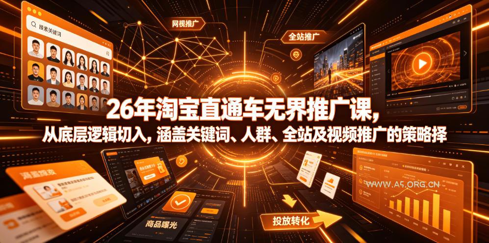 26年淘宝直通车无界推广课,从底层逻辑切入,涵盖关键词、人群、全站及视频推广的策略选择 - 小红泡 26年淘宝直通车无界推广课,从底层逻辑切入,涵盖关键词、人群、全站及视频推广的策略选择