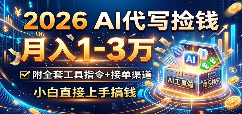 2026 AI代写捡钱，月入1-3万，附全套工具指令+接单渠道，小白直接上手搞钱 - 小红泡