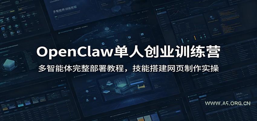 OpenClaw单人创业训练营：多智能体完整部署教程，技能搭建网页制作实操 - 小红泡