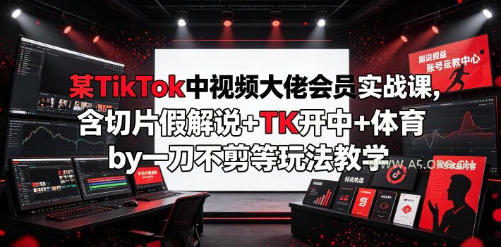 某TikTok中视频大佬会员实战课，含切片假解说+TK开中+体育by一刀不剪等玩法教学