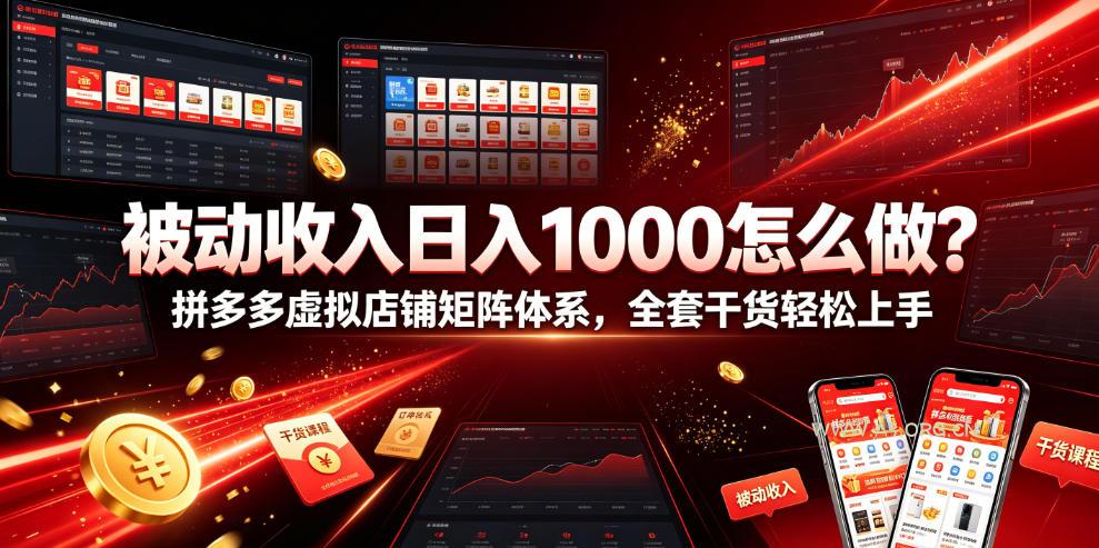 被动收入日入1000怎么做?拼多多虚拟店铺矩阵体系,全套干货轻松上手【揭秘】 - 小红泡 被动收入日入1000怎么做?拼多多虚拟店铺矩阵体系,全套干货轻松上手【揭秘】