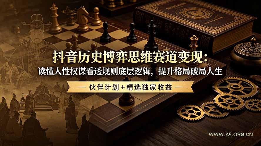 抖音历史博弈思维赛道变现：读懂人性权谋看透规则底层逻辑，提升格局破局人生，伙伴计划+精选独家收益 - 小红泡