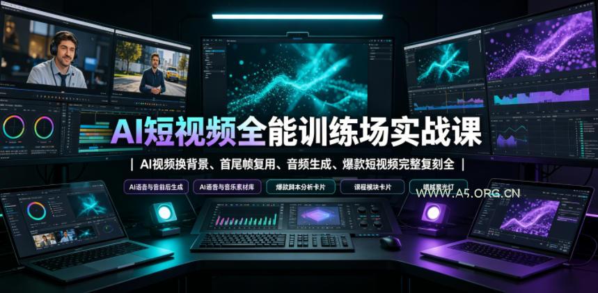 AI短视频全能训练场实战课|AI视频换背景、首尾帧复用、音频生成、爆款短视频完整复刻全套实操教学 - 小红泡 AI短视频全能训练场实战课|AI视频换背景、首尾帧复用、音频生成、爆款短视频完整复刻全套实操教学
