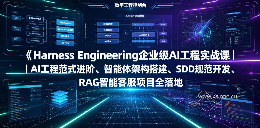 Harness Engineering企业级AI工程实战课|AI工程范式进阶、智能体架构搭建、SDD规范开发、RAG智能客服项目全落地 - 小红泡 Harness Engineering企业级AI工程实战课|AI工程范式进阶、智能体架构搭建、SDD规范开发、RAG智能客服项目全落地