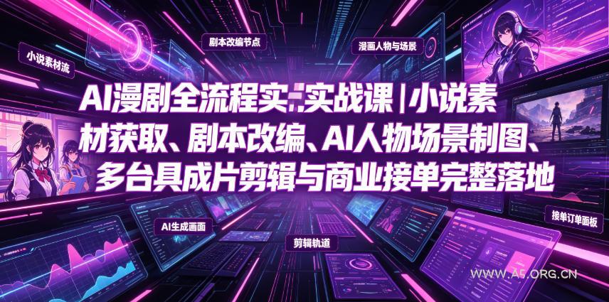 AI漫剧全流程实战课|小说素材获取、剧本改编、AI人物场景制图、多工具成片剪辑、平台付费变现与商业接单完整落地 - 小红泡 AI漫剧全流程实战课|小说素材获取、剧本改编、AI人物场景制图、多工具成片剪辑、平台付费变现与商业接单完整落地
