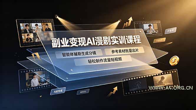 副业变现AI漫剧实训课程，智能体辅助生成分镜，参考素材批量出片，轻松制作流量短视频 - 小红泡