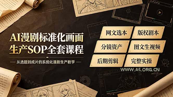 AI漫剧标准化画面生产SOP全套课程，网文选本版权剧本分镜资产全覆盖，图文生视频后期剪辑完整实操教学 - 小红泡