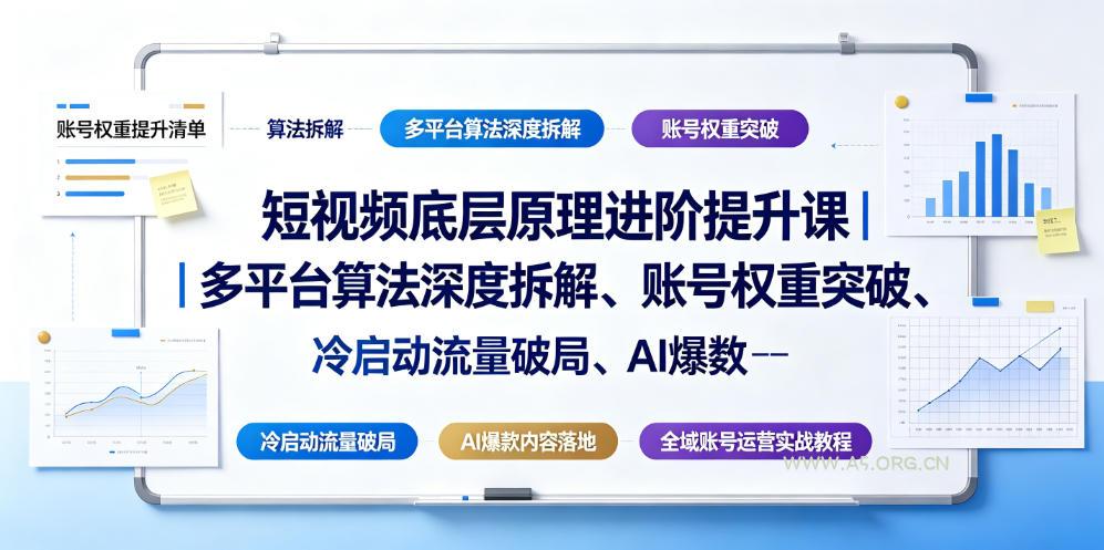 短视频底层原理进阶提升课|多平台算法深度拆解、账号权重突破、冷启动流量破局、AI爆款内容落地与全域账号运营实战教程 - 小红泡 短视频底层原理进阶提升课|多平台算法深度拆解、账号权重突破、冷启动流量破局、AI爆款内容落地与全域账号运营实战教程