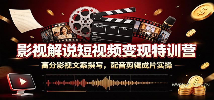 影视解说短视频变现特训营：高分影视文案撰写，配音剪辑成片实操 - 小红泡