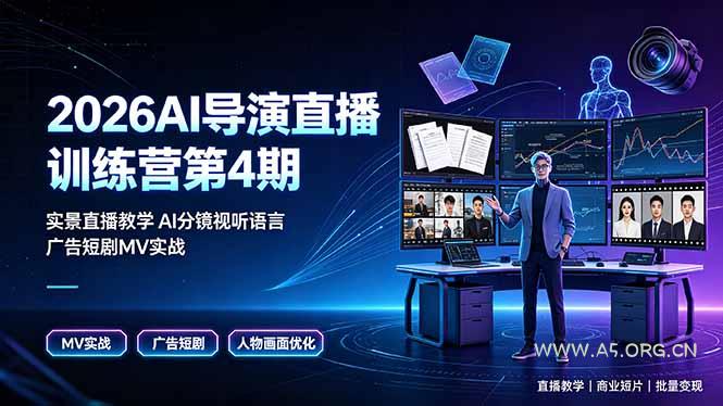 2026AI导演直播训练营第4期,实景直播教学AI分镜视听语言,广告短剧MV实战,解决人物画面崩坏痛点 - 小红泡 2026AI导演直播训练营第4期,实景直播教学AI分镜视听语言,广告短剧MV实战,解决人物画面崩坏痛点 - 小红泡
