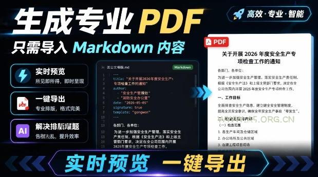 只需导入Markdown内容,实时预览一键导出专业PDF!轻松解决AI生成内容排版问题Presto - 小红泡 只需导入Markdown内容,实时预览一键导出专业PDF!轻松解决AI生成内容排版问题Presto