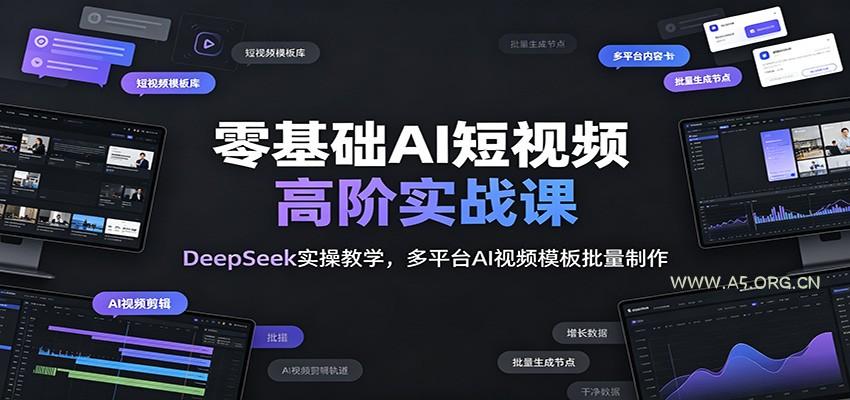 零基础AI短视频高阶实战课：DeepSeek实操教学，多平台AI视频模板批量制作 - 小红泡