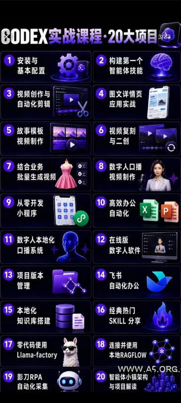 Codex智能体实战全能课|0基础从搭建技能到自动化落地,视频剪辑-办公-知识库-数字人全场景变现教程 - 小红泡 Codex智能体实战全能课|0基础从搭建技能到自动化落地,视频剪辑-办公-知识库-数字人全场景变现教程