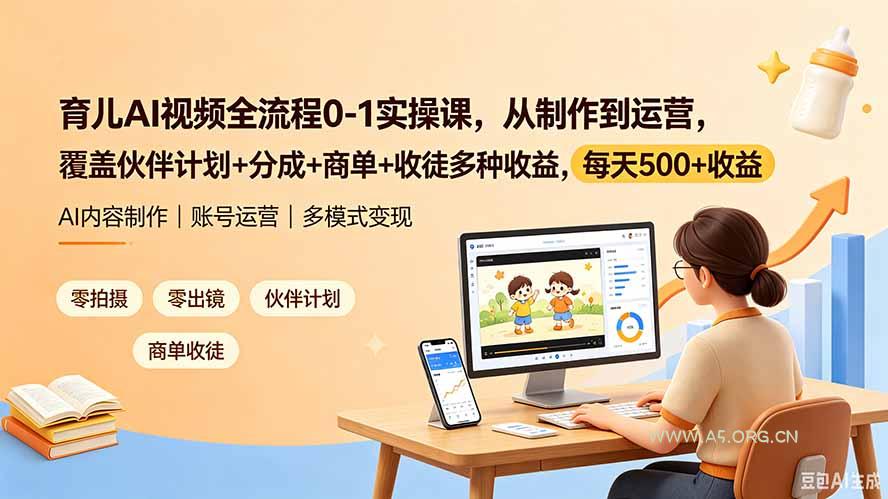 育儿AI视频全流程0-1实操课,从制作到运营,覆盖伙伴计划+分成+商单+收徒多种收益,每天500+收益 - 小红泡 育儿AI视频全流程0-1实操课,从制作到运营,覆盖伙伴计划+分成+商单+收徒多种收益,每天500+收益 - 小红泡