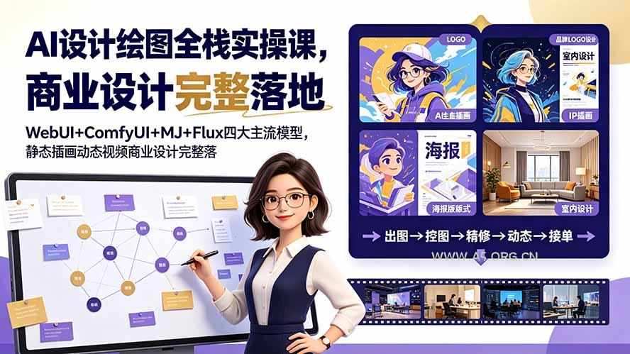AI设计绘图全栈实操课,WebUI+ComfyUI+MJ+Flux四大主流模型,静态插画动态视频商业设计完整落地教程 - 小红泡 AI设计绘图全栈实操课,WebUI+ComfyUI+MJ+Flux四大主流模型,静态插画动态视频商业设计完整落地教程 - 小红泡