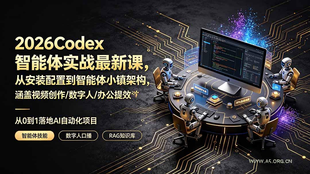 2026Codex智能体实战最新课,从安装配置到智能体小镇架构,涵盖视频创作/数字人/办公提效全技能 - 小红泡 2026Codex智能体实战最新课,从安装配置到智能体小镇架构,涵盖视频创作/数字人/办公提效全技能 - 小红泡