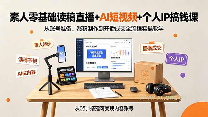 素人零基础读稿直播+AI短视频+个人IP搞钱课,从账号准备、涨粉制作到开播成交全流程实操教学 - 小红泡 素人零基础读稿直播+AI短视频+个人IP搞钱课,从账号准备、涨粉制作到开播成交全流程实操教学 - 小红泡