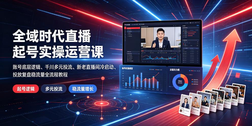 全域时代直播起号实操运营课|账号底层逻辑、千川多元投流、新老直播间冷启动、投放复盘稳流量全流程教程 - 小红泡 全域时代直播起号实操运营课|账号底层逻辑、千川多元投流、新老直播间冷启动、投放复盘稳流量全流程教程