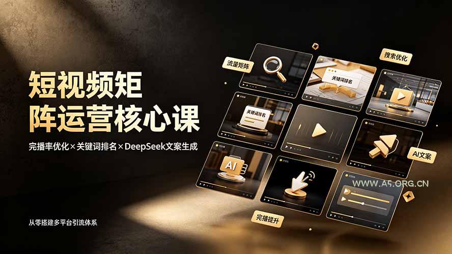 短视频矩阵运营核心课：完播率优化&times;关键词排名&times;DeepSeek文案生成，从零搭建多平台引流体系 - 小红泡