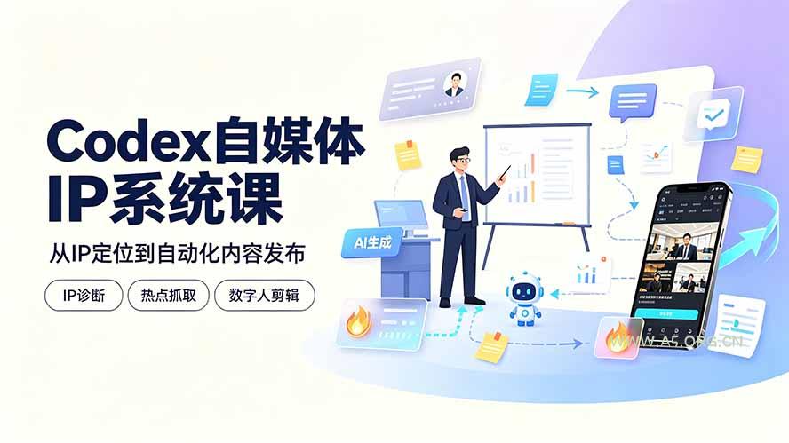 Codex自媒体IP系统课：IP诊断/热点抓取/IP蒸馏 Skill，爆款复刻数字人多平台自动发布教程 - 小红泡