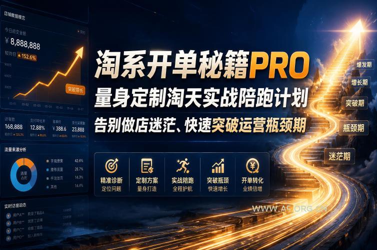 淘系开单秘籍PRO，量身定制淘天实战陪跑计划，告别做店迷茫、快速突破运营瓶颈期（20260709）