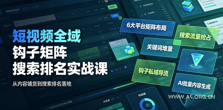 短视频全域钩子矩阵搜索排名实战课|6大平台矩阵布局、关键词堆量抢占搜索流量、钩子私域导流、AI批量内容生成 - 小红泡 短视频全域钩子矩阵搜索排名实战课|6大平台矩阵布局、关键词堆量抢占搜索流量、钩子私域导流、AI批量内容生成