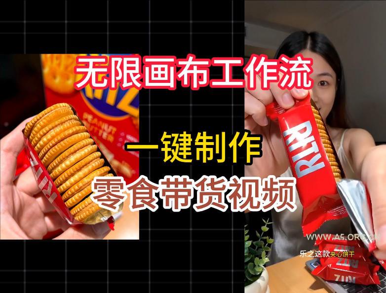 无限画布工作流一键制作零食带货视频,操作简单实操教学 - 小红泡 无限画布工作流一键制作零食带货视频,操作简单实操教学