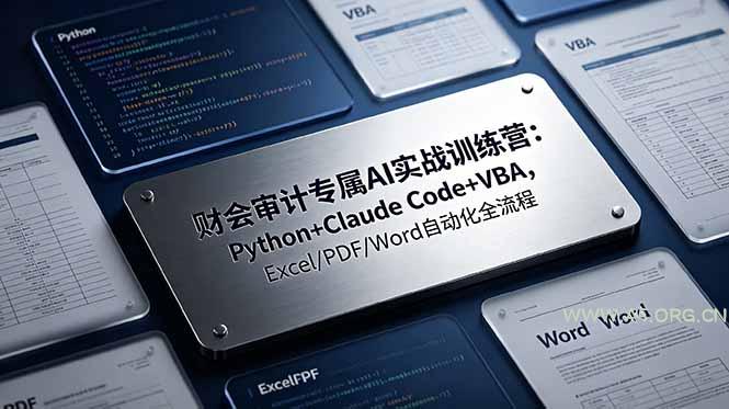 财会审计专属 AI实战训练营-更新：Python+Claude Code+VBA，Excel/PDF/Word自动化全流程 - 小红泡