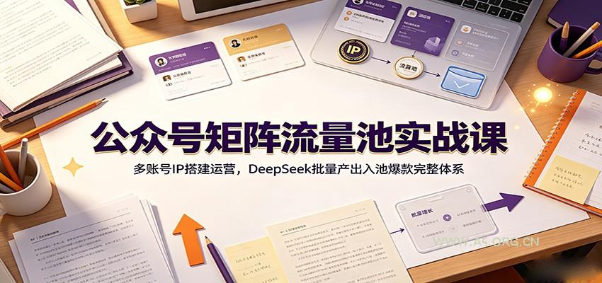 公众号矩阵流量池实战课：多账号IP搭建运营，DeepSeek批量产出入池爆款完整体系 - 小红泡